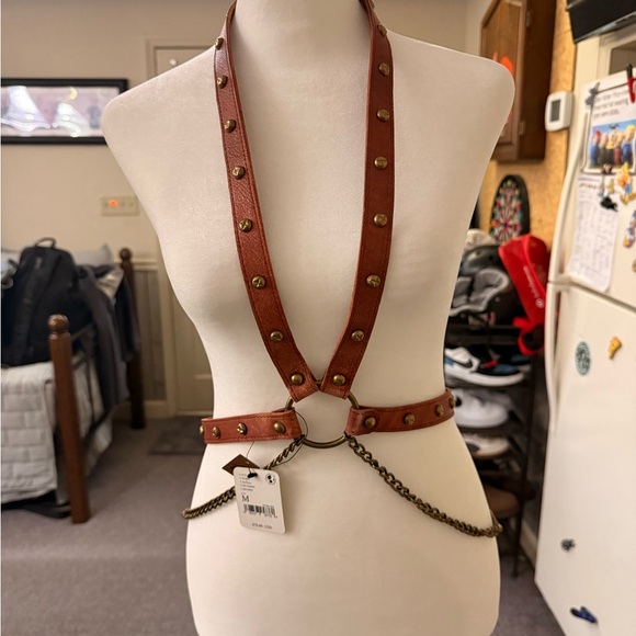 Free People Billie Brown Leather Harness Belt - Picture 3 of 5